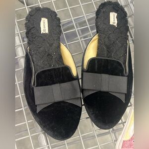 Birdies Black Faux Fur Slippers Mules Slides Black Size